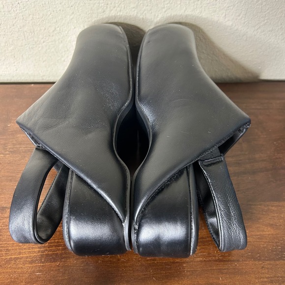 ZARA Shoes EU 37 US 7 Elegant Black Leather Slingback Clog Wedge Modern Minimal - Picture 5 of 9